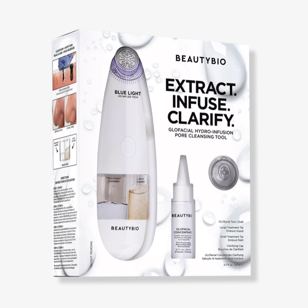 Beauty Bio GLOfacial Hydro-Infusion Pore Cleansing Blue LED Clarifying Tool NIB